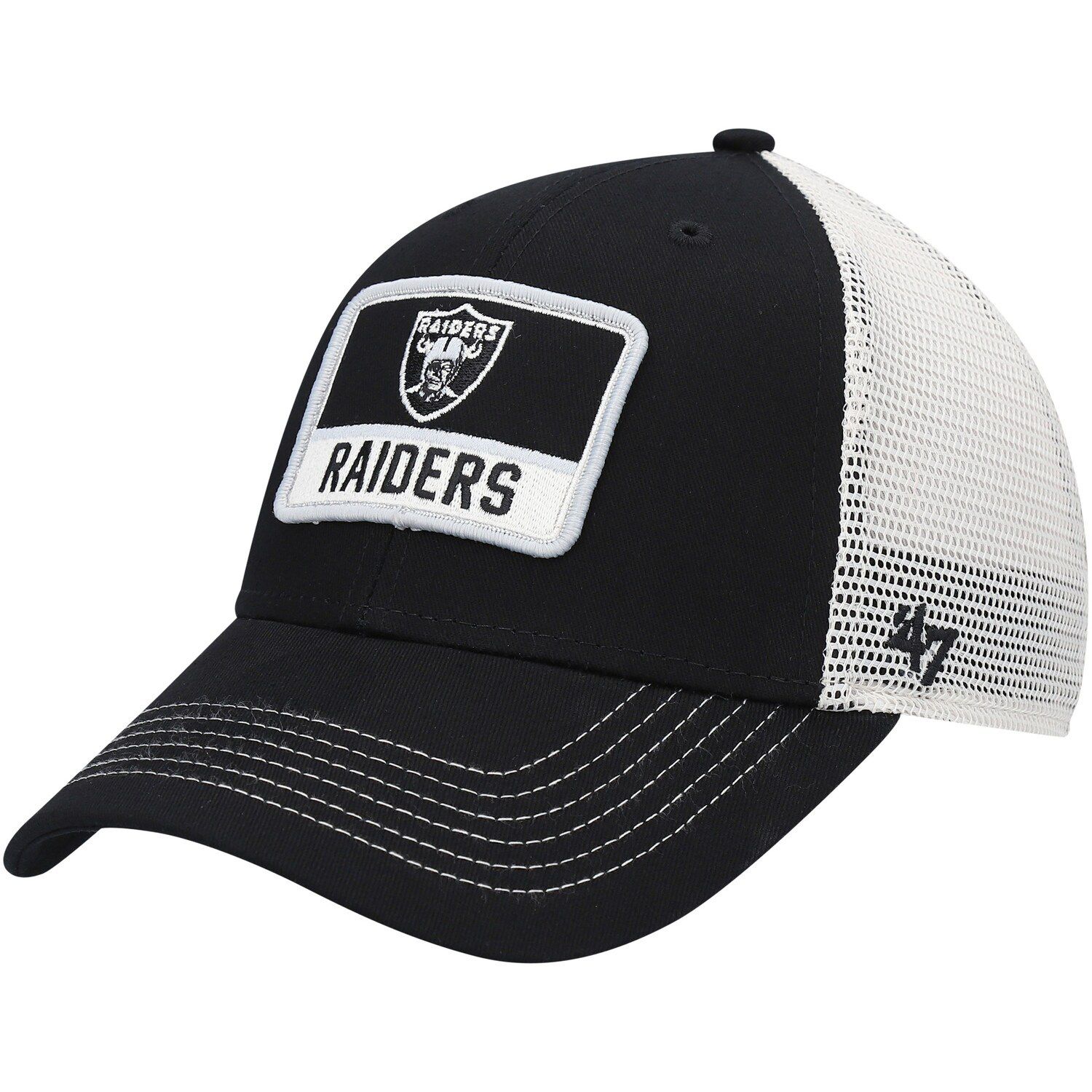 Men's New Era x Alpha Industries Black Las Vegas Raiders A-Frame 9FORTY Trucker Snapback Hat