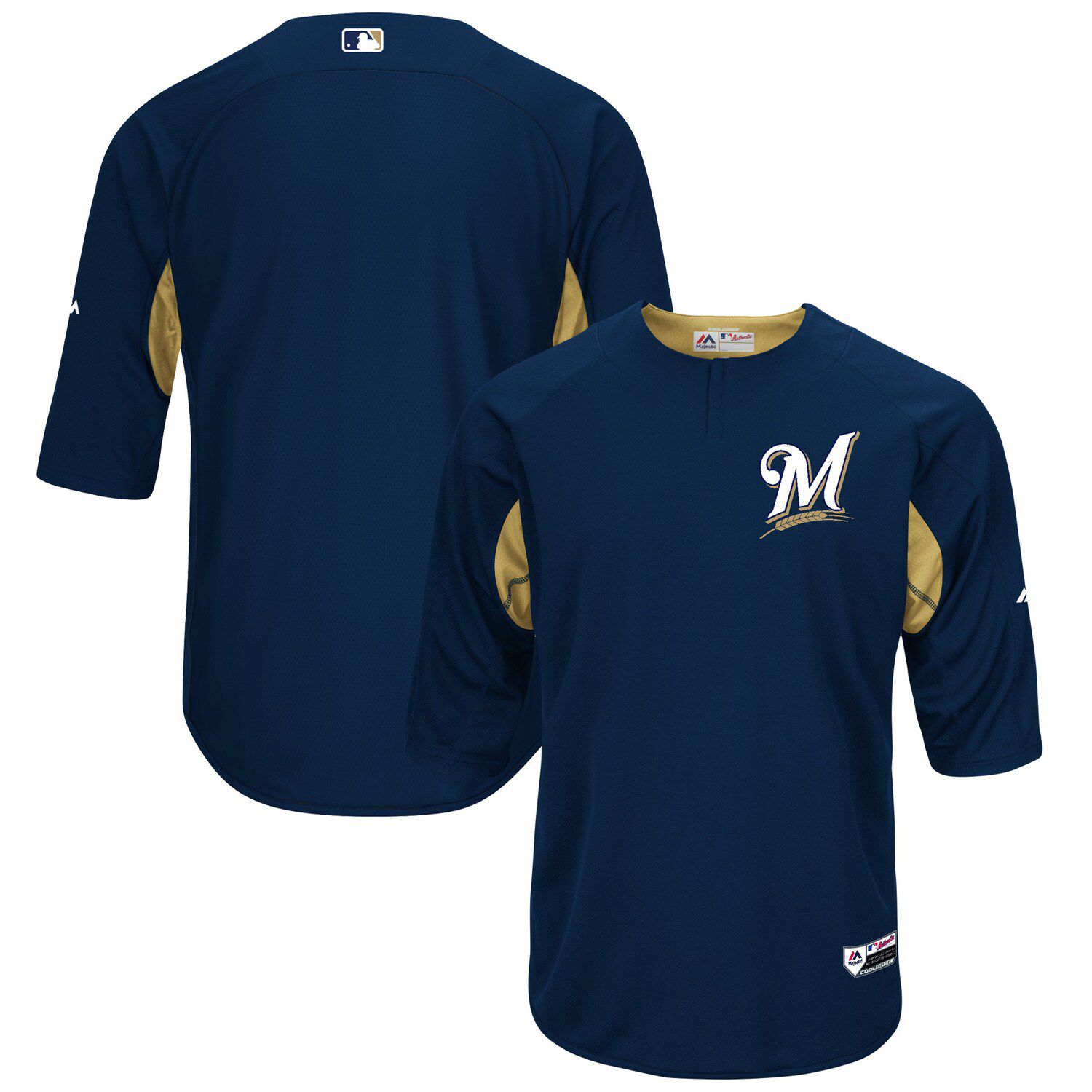 Men's Majestic Navy/White San Diego Padres Authentic Collection On-Field  3/4-Sleeve Batting Practice Jersey