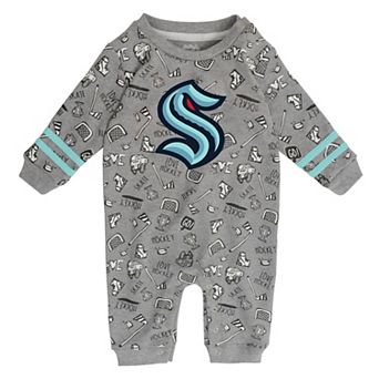 Infant Heathered Gray Seattle Kraken Gifted Player Long Sleeve Romper