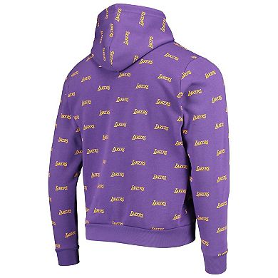 Unisex The Wild Collective Purple Los Angeles Lakers Allover Logo Pullover Hoodie