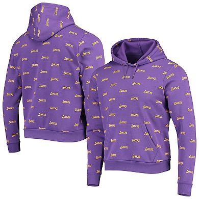 Unisex The Wild Collective Purple Los Angeles Lakers Allover Logo Pullover Hoodie