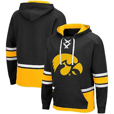 Men's Colosseum Black Iowa Hawkeyes Lace Up 3.0 Pullover Hoodie