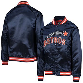 Youth Mitchell & Ness Navy Houston Astros Cooperstown Collection Raglan Satin Full-Snap Jacket