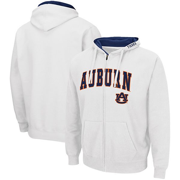 Men s Colosseum White Auburn Tigers Arch Logo 3.0 Full Zip Hoodie