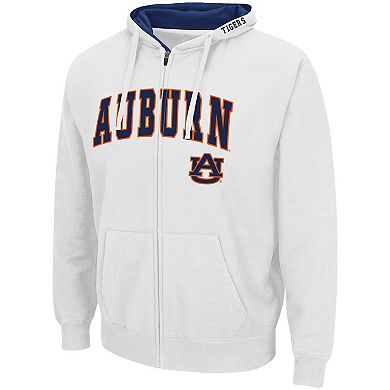 Men's Colosseum White Auburn Tigers Arch & Logo 3.0 Full-Zip Hoodie