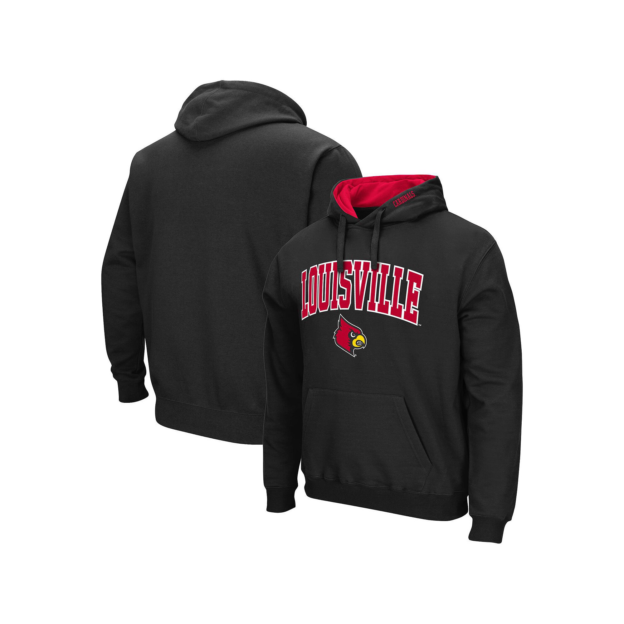 Mens Colosseum Black Louisville Cardinals Arch & Logo 3.0 Pullover Hoodie,