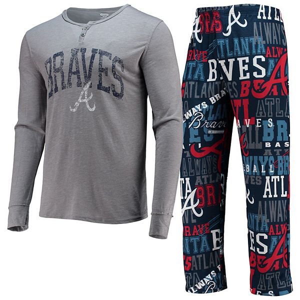 Youth Atlanta Braves Navy Holiday Long Sleeve T-Shirt & Pants Pajama Set