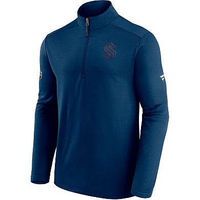 Men's Fanatics Branded Deep Sea Blue Seattle Kraken Authentic Pro Travel and Training Quarter-Zip Jacket