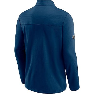 Men's Fanatics Branded Deep Sea Blue Seattle Kraken Authentic Pro Travel and Training Quarter-Zip Jacket