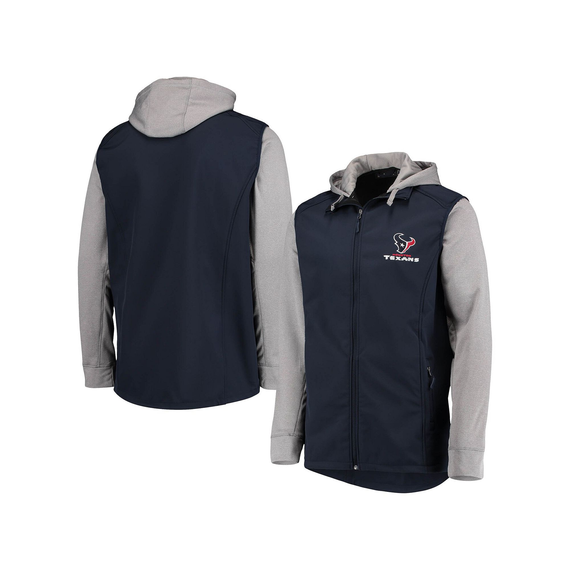 Mens Dunbrooke Navy/Gray Houston Texans Big & Tall Alpha Full-Zip Hoodie J