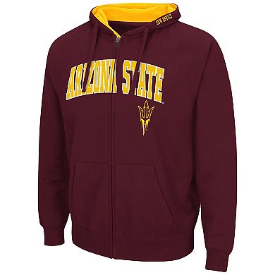 Men's Colosseum Maroon Arizona State Sun Devils Arch & Logo 3.0 Full-Zip Hoodie