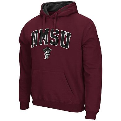 Men's Colosseum Crimson New Mexico State Aggies Arch and Logo Pullover Hoodie