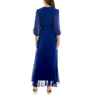 sachin and babi light blue dress LOFT Outlet Chiffon Faux Wrap Dress Long