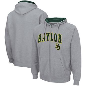 Men's Colosseum Heathered Gray Baylor Bears Arch & Logo 3.0 Full-Zip Hoodie