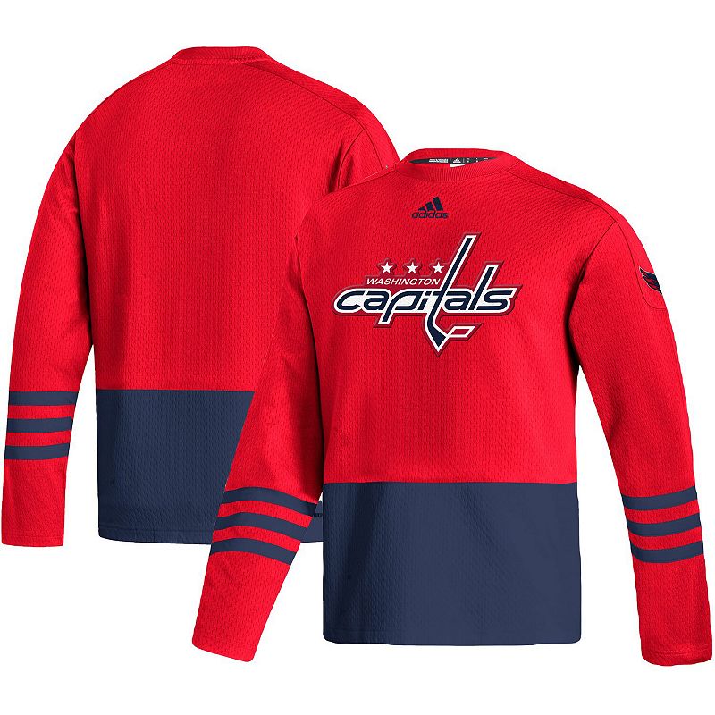 Mens adidas Red Washington Capitals Logo AEROREADY Pullover Sweater, Size: