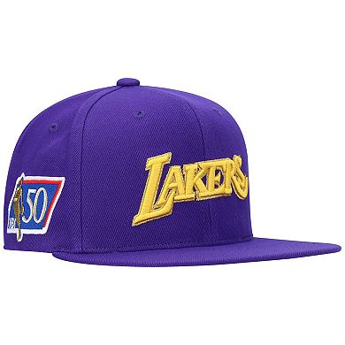Men's Mitchell & Ness Purple Los Angeles Lakers 50th Anniversary Snapback Hat