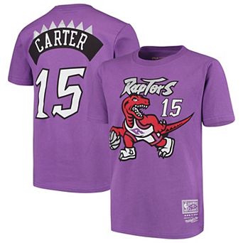 Youth Mitchell & Ness Vince Carter Purple Toronto Raptors Hardwood Classics Name & Number T-Shirt