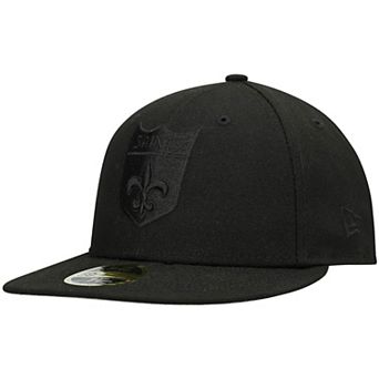 Men's New Era Black New Orleans Saints Historic Logo Black on Black Low Profile 59FIFTY II Fitted Hat