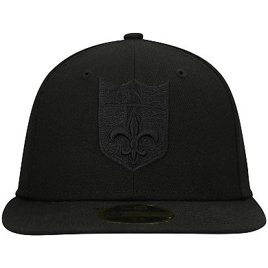 Men's New Era Black New Orleans Saints Historic Logo Black on Black Low Profile 59FIFTY II Fitted Hat