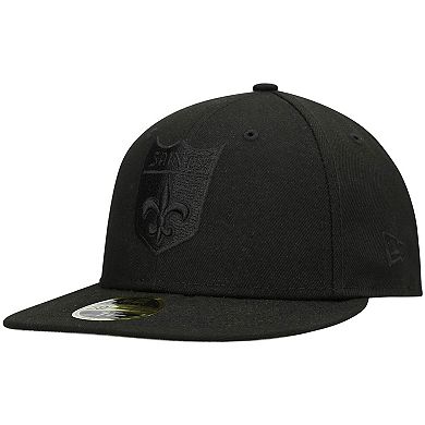 Men's New Era Black New Orleans Saints Historic Logo Black on Black Low Profile 59FIFTY II Fitted Hat