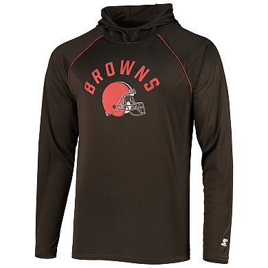 Men's Starter Brown Cleveland Browns Raglan Long Sleeve Hoodie T-Shirt
