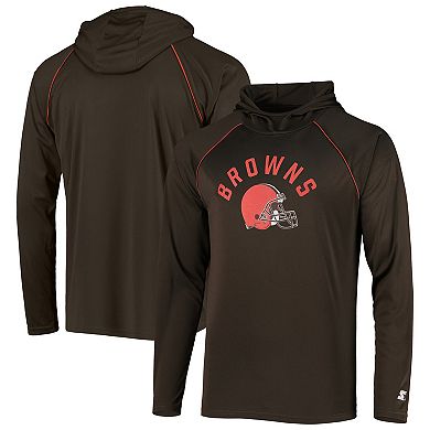Men's Starter Brown Cleveland Browns Raglan Long Sleeve Hoodie T-Shirt