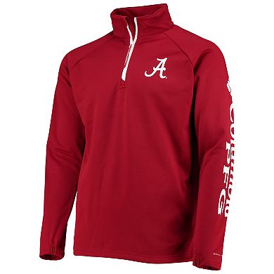 Men's Columbia Crimson Alabama Crimson Tide Terminal Tackle Fleece Raglan Omni-Shade Quarter-Zip Jacket