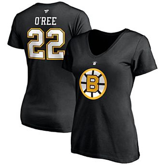 Women's Fanatics Branded Willie O'Ree Black Boston Bruins Authentic Stack Retired Player Name & Number V-Neck T-Shirt