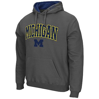 Men's Colosseum Charcoal Michigan Wolverines Arch & Logo 3.0 Pullover Hoodie