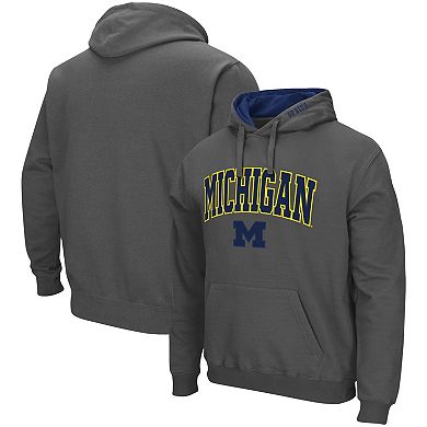 Men's Colosseum Charcoal Michigan Wolverines Arch & Logo 3.0 Pullover Hoodie
