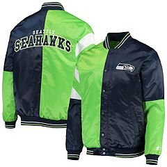 Men's Starter White/Royal Seattle Seahawks Thursday Night Lights Half-Snap  Hoodie Jacket