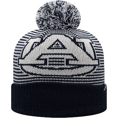 Youth Top of the World Navy Auburn Tigers Line Up Cuffed Knit Hat with Pom