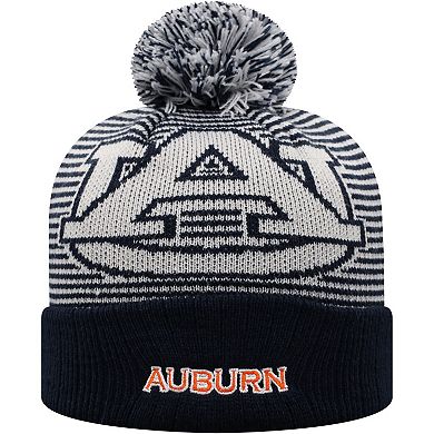 Youth Top of the World Navy Auburn Tigers Line Up Cuffed Knit Hat with Pom