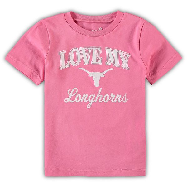 Texas Rangers Toddler Girls Pink #1 Design Long Sleeve T Shirt, Pink, 100% Cotton, Size 2T, Rally House