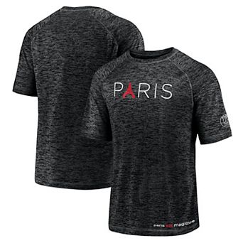 Men's Fanatics Branded Black Paris Saint-Germain Tower Space-Dye Raglan T-Shirt