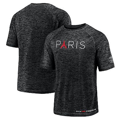 Men's Fanatics Branded Black Paris Saint-Germain Tower Space-Dye Raglan T-Shirt