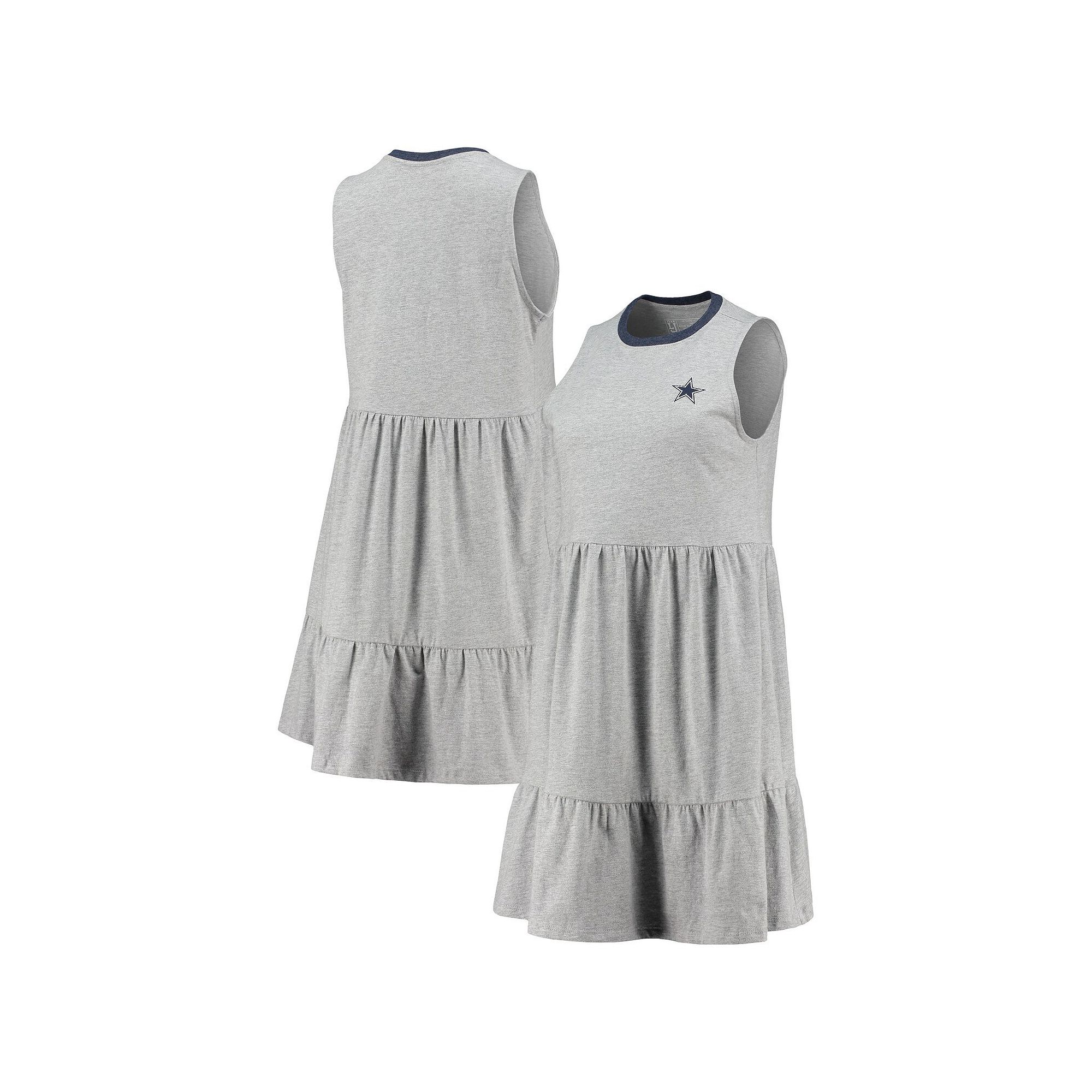 Womens Lauren James Heathered Gray Dallas Cowboys Tiered Dress, Size: XS, 