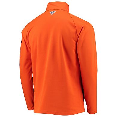 Men's Columbia Orange Clemson Tigers Terminal Tackle Fleece Raglan Omni-Shade Quarter-Zip Jacket
