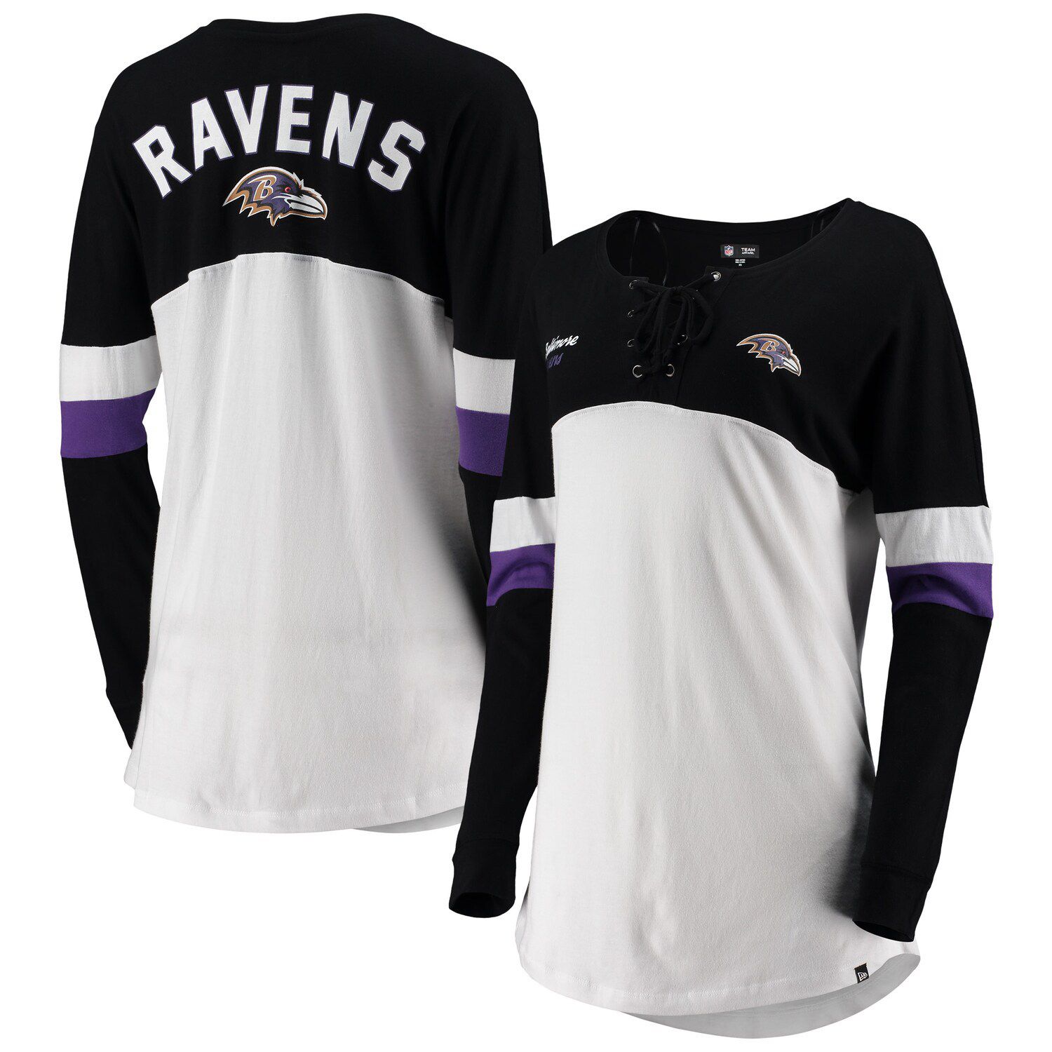 Women's '47 Purple Baltimore Ravens Plus Size Honey Cat SOA Long Sleeve T-Shirt