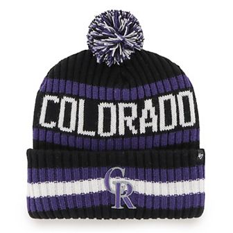 Men's '47 Black Colorado Rockies Bering Cuffed Knit Hat with Pom
