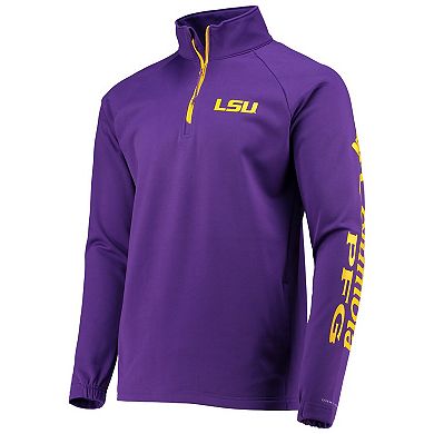 Men's Columbia Purple LSU Tigers Terminal Tackle Fleece Raglan Omni-Shade Quarter-Zip Jacket