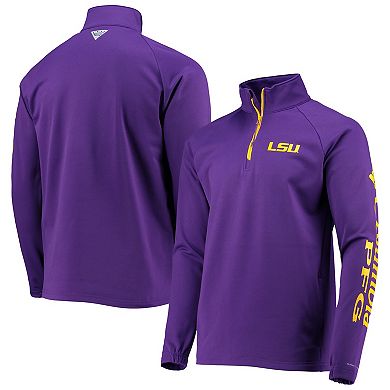 Men's Columbia Purple LSU Tigers Terminal Tackle Fleece Raglan Omni-Shade Quarter-Zip Jacket