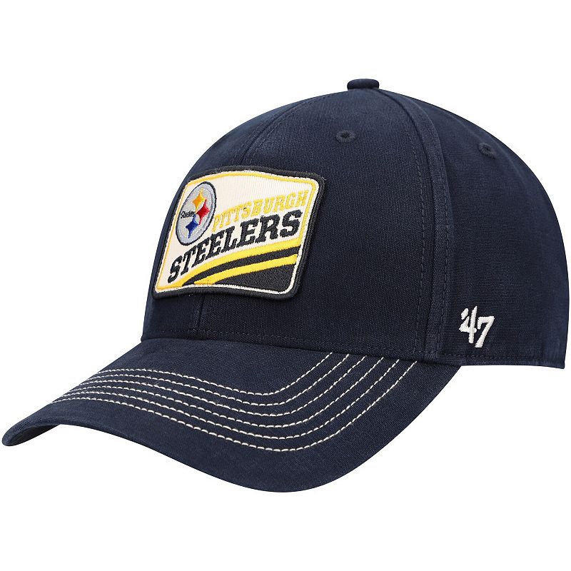 Mens 47 Black Pittsburgh Steelers Upland MVP Logo Adjustable Hat, STL Bla