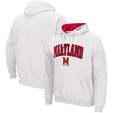 Men's Colosseum White Maryland Terrapins Arch & Logo 3.0 Pullover Hoodie