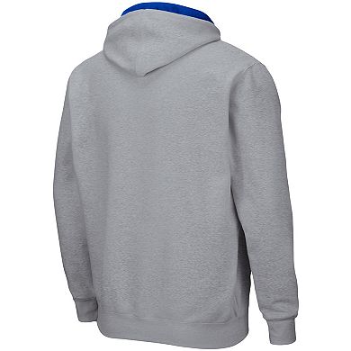 Men's Colosseum Heathered Gray BYU Cougars Arch & Logo 3.0 Full-Zip Hoodie
