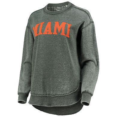 Women's Pressbox Green Miami Hurricanes Vintage Wash Pullover Sweatshirt