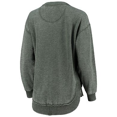 Women's Pressbox Green Miami Hurricanes Vintage Wash Pullover Sweatshirt