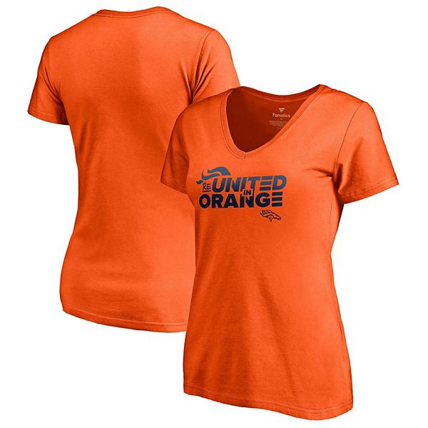 Women's Fanatics Branded Orange Denver Broncos ReUnited In Orange V-Neck T- Shirt