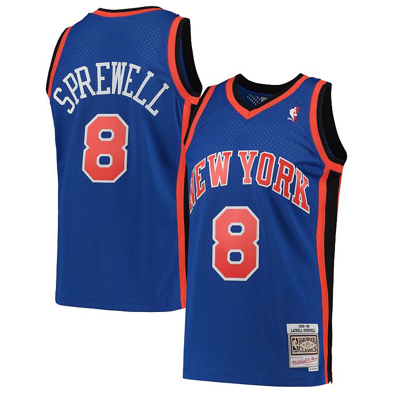 Mens Mitchell & Ness Latrell Sprewell Blue New York Knicks Hardwood Classi