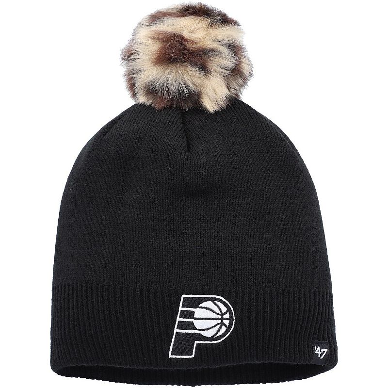 Womens 47 Black Indiana Pacers Serengeti Knit Beanie with Pom, PCR Black